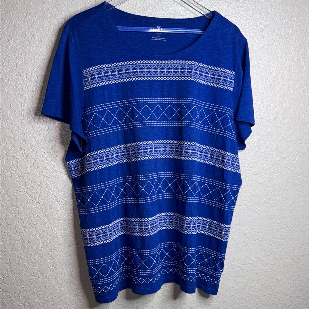 Talbots Blue Patterned Women's Top - image 2